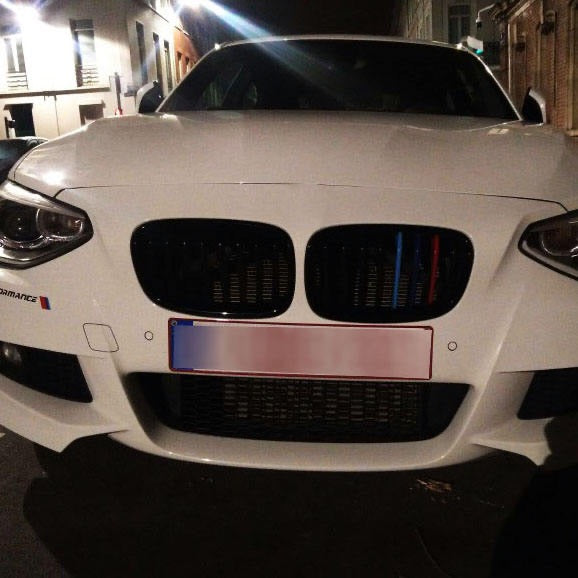 3pcs 8 Bar Front Trim Kidney Grill Cover Clip Strip Stripe For BMW 1 Series F20/F21 2012 - 2014