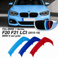 3pcs 9 Bar Front Trim Kidney Grille Cover Clip Strip Stripe For BMW 1 Series F20/F21 LCI  2015 - 2019