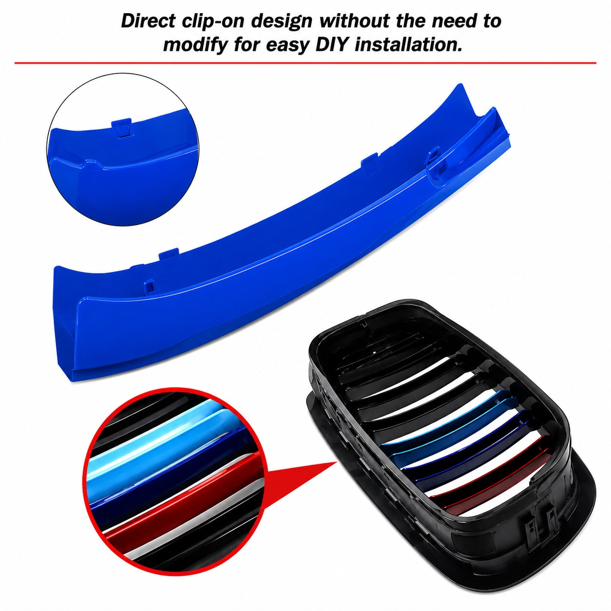 3pcs 9 Bar Front Trim Kidney Grille Cover Clip Strip Stripe For BMW 1 Series F20/F21 LCI  2015 - 2019