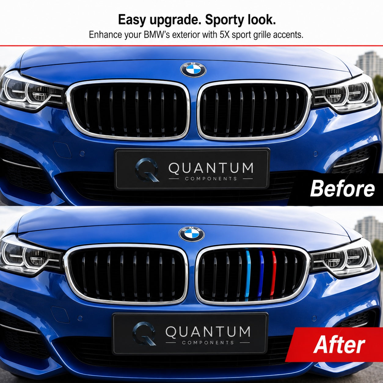 3pcs 9 Bar Front Trim Kidney Grille Cover Clip Strip Stripe For BMW 1 Series F20/F21 LCI  2015 - 2019
