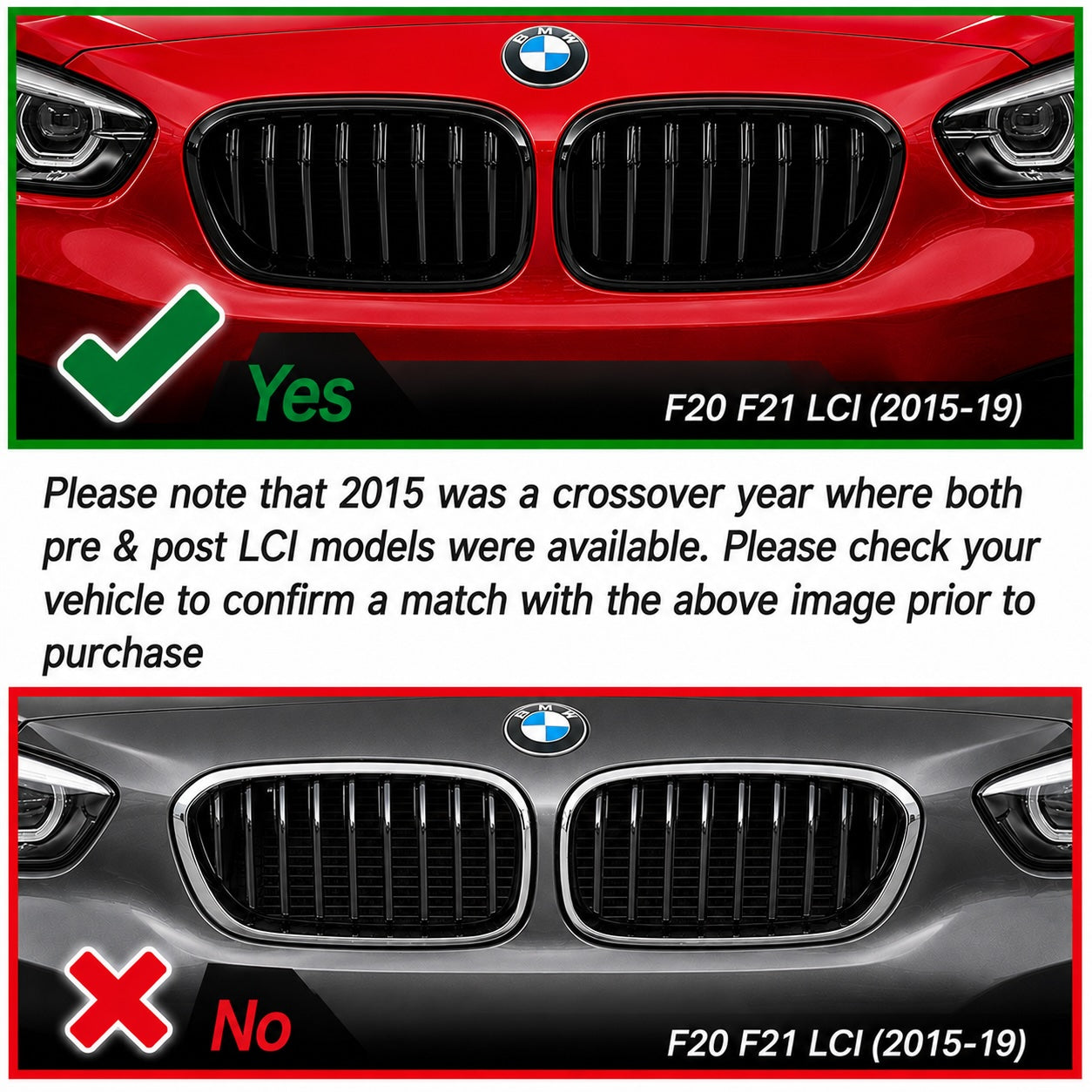 3pcs 9 Bar Front Trim Kidney Grille Cover Clip Strip Stripe For BMW 1 Series F20/F21 LCI  2015 - 2019