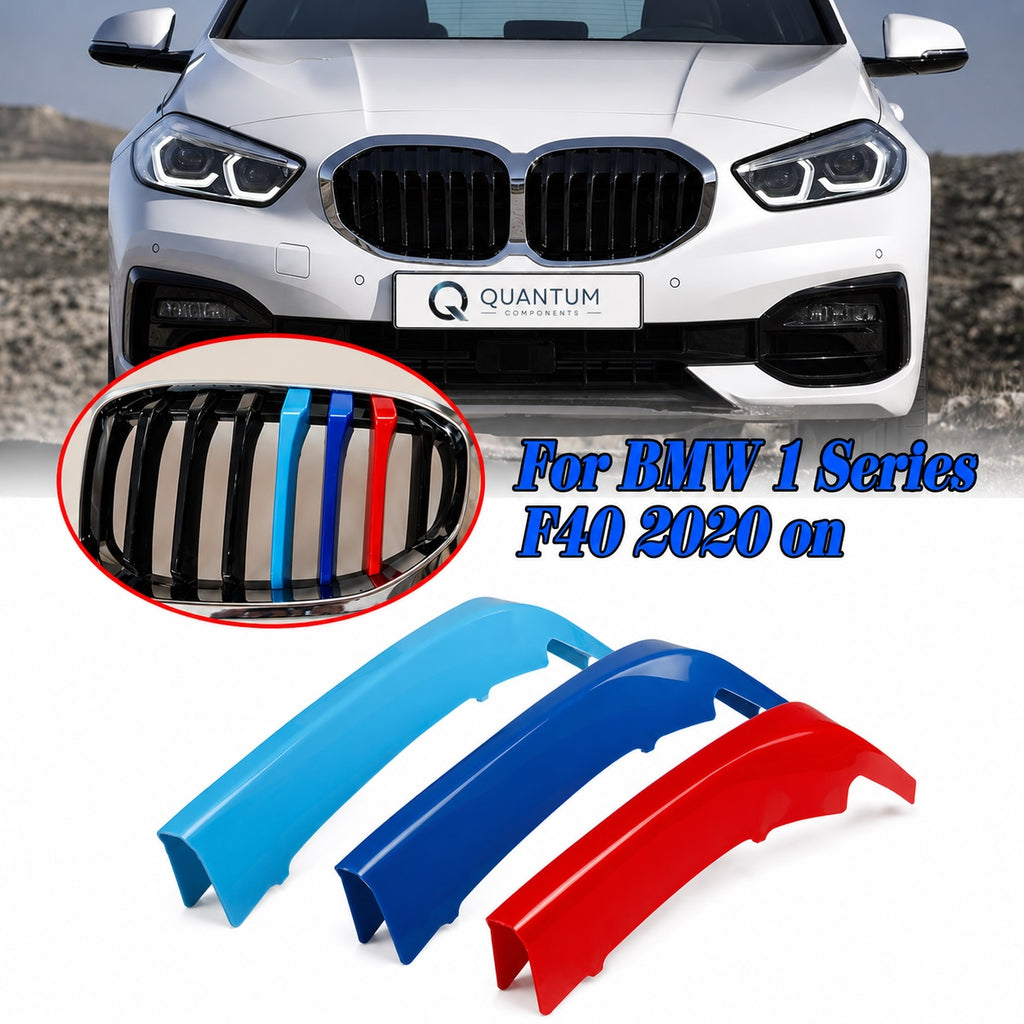 3pcs 7 Bar Front Trim Kidney Grille Cover Clip Strip Stripe For BMW 1 Series F40 2020 on