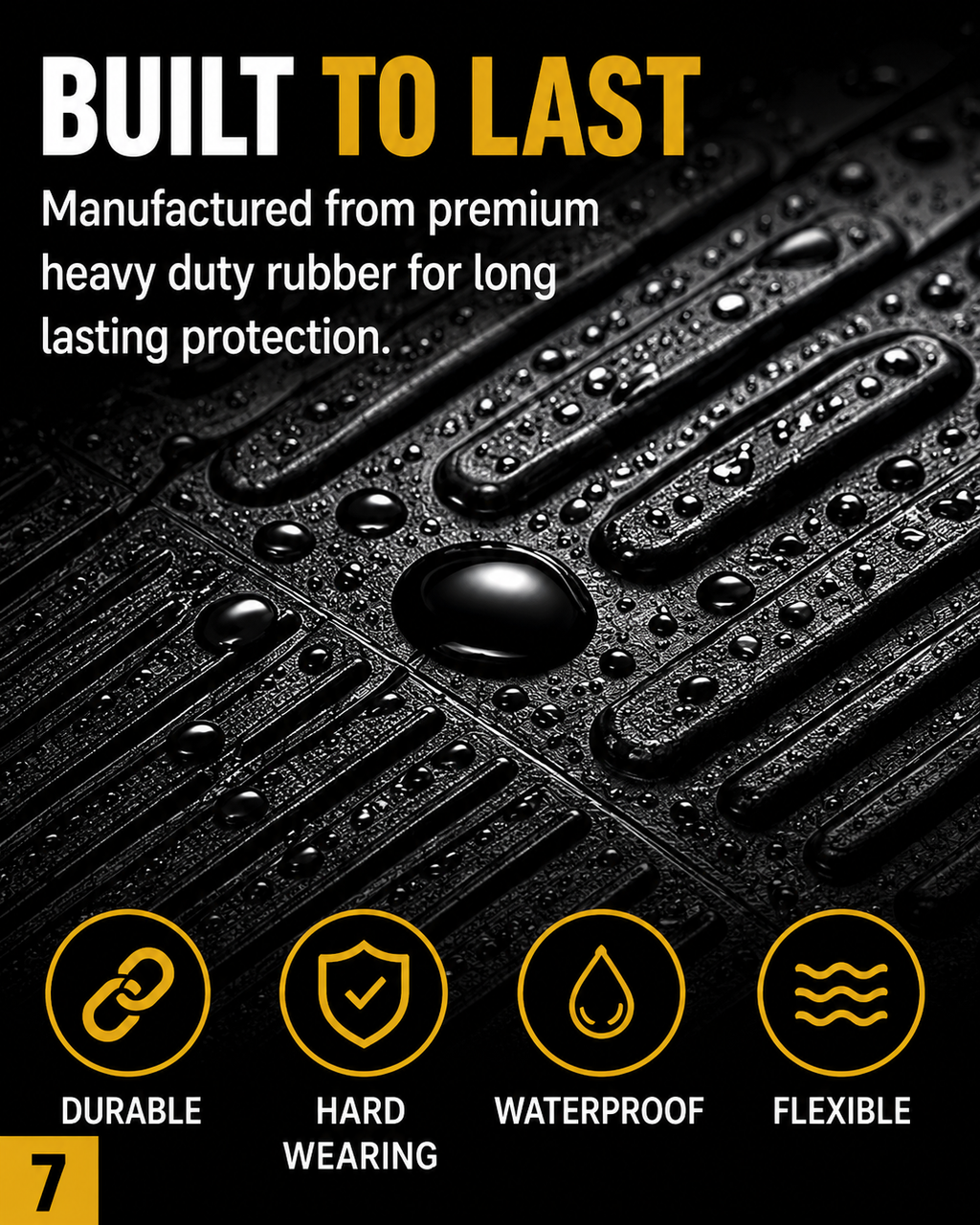 Universal Heavy Duty Rubber Car Floor Mats – 4 Piece Trim-to-Fit Set | QC Components