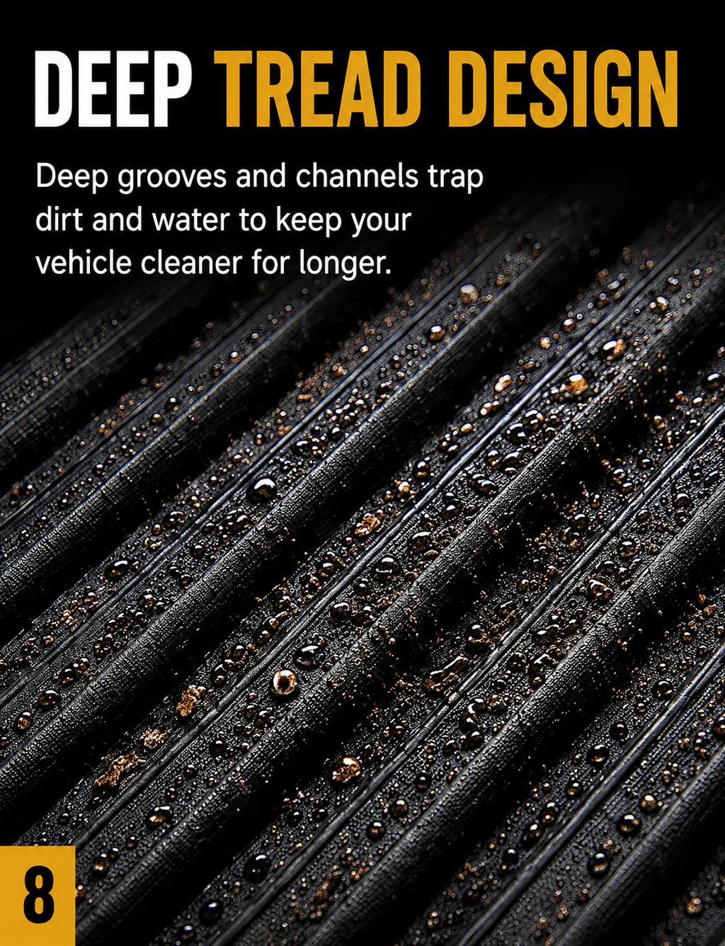 Universal Heavy Duty Rubber Car Floor Mats – 4 Piece Trim-to-Fit Set | QC Components
