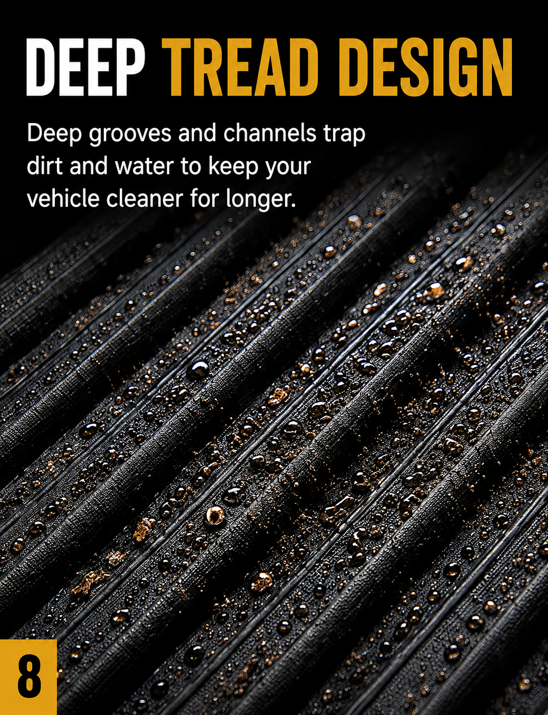 Universal Heavy Duty Rubber Car Floor Mats – 4 Piece Trim-to-Fit Set | QC Components