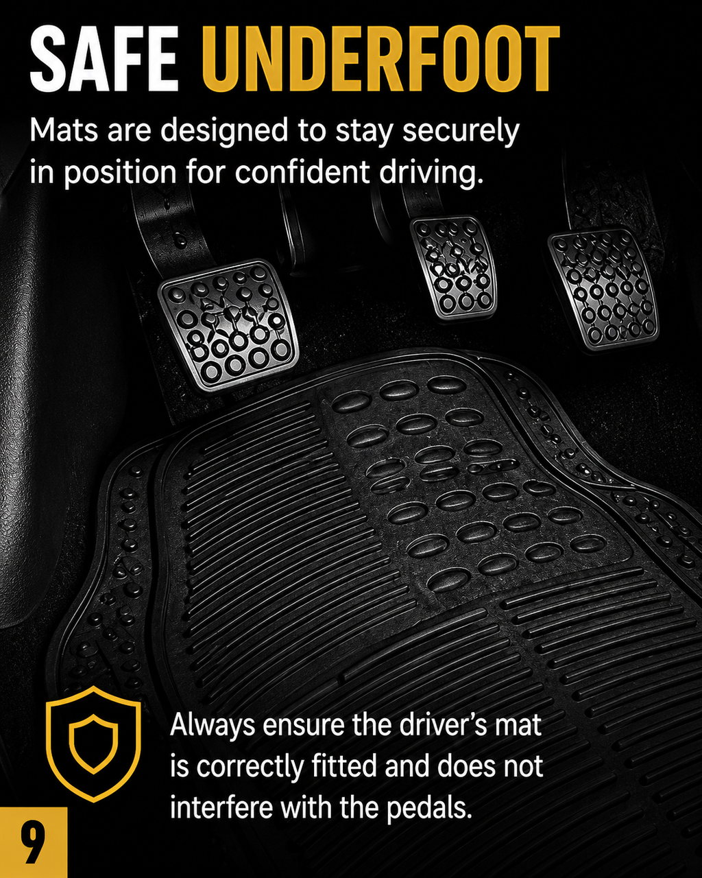 Universal Heavy Duty Rubber Car Floor Mats – 4 Piece Trim-to-Fit Set | QC Components