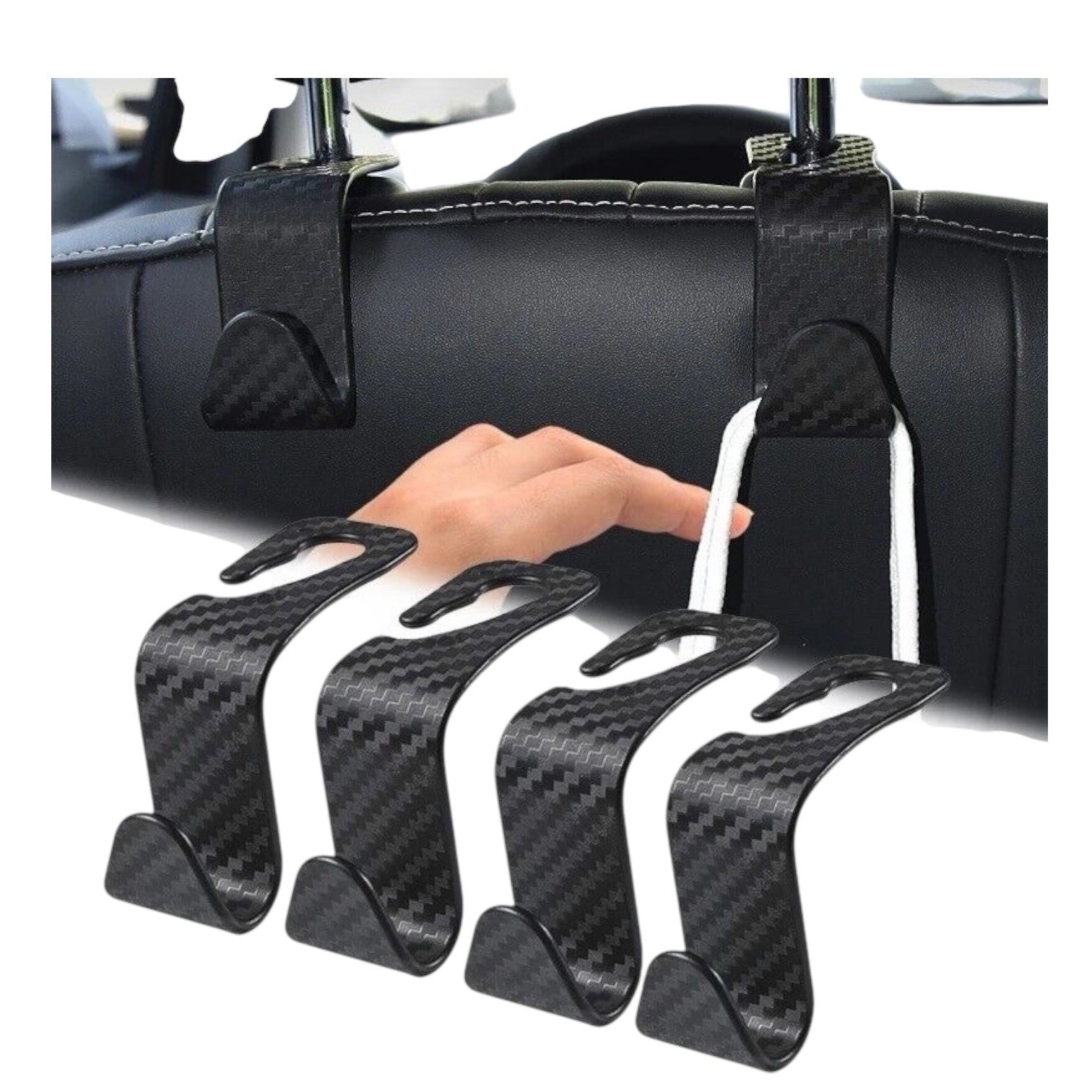 4PCS Carbon Fibre Auto Back Seat Headrest Hook Storage Hanger Car Accessories