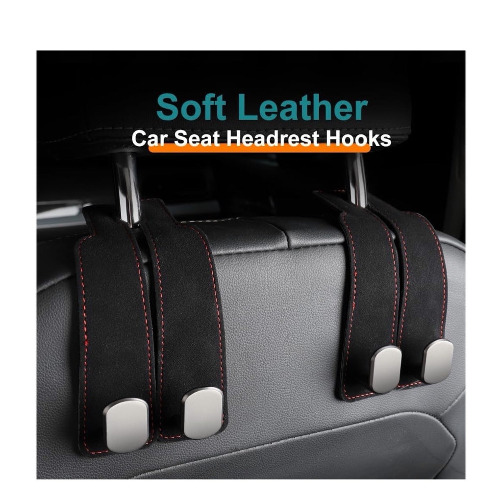 Leather Car Seat Back Headrest Storage Dual Hooks Hanger Holder Bracket