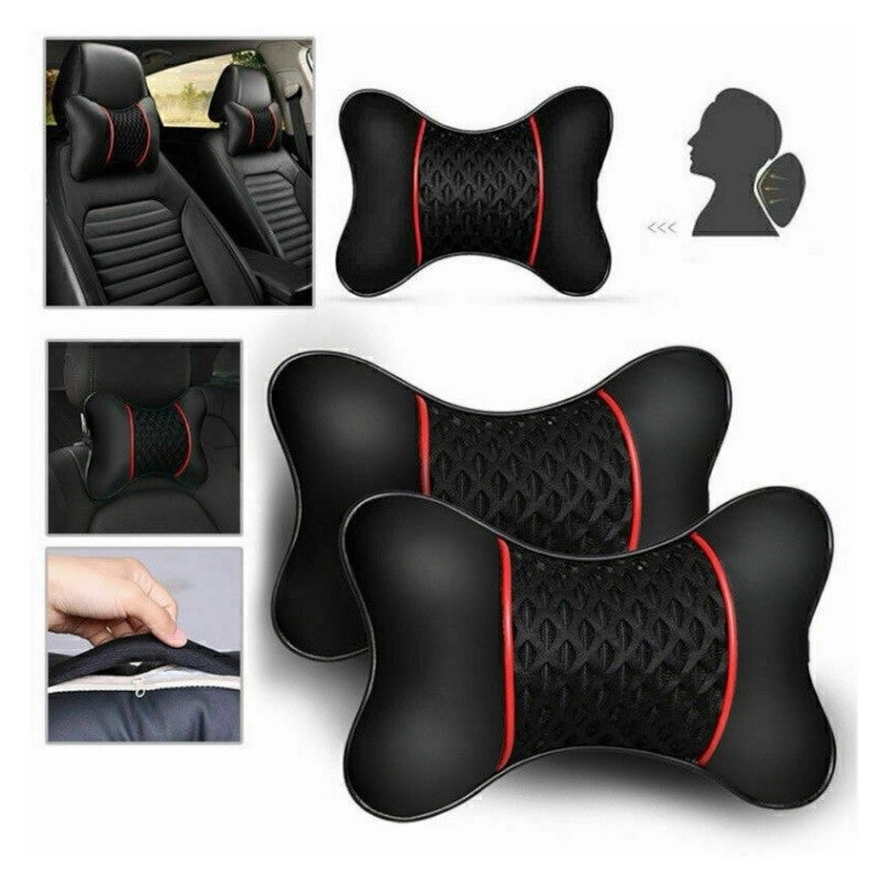 2x Premium Car Seat Head Neck Rest Support Cushion Pad Headrest Bone Pillow UK