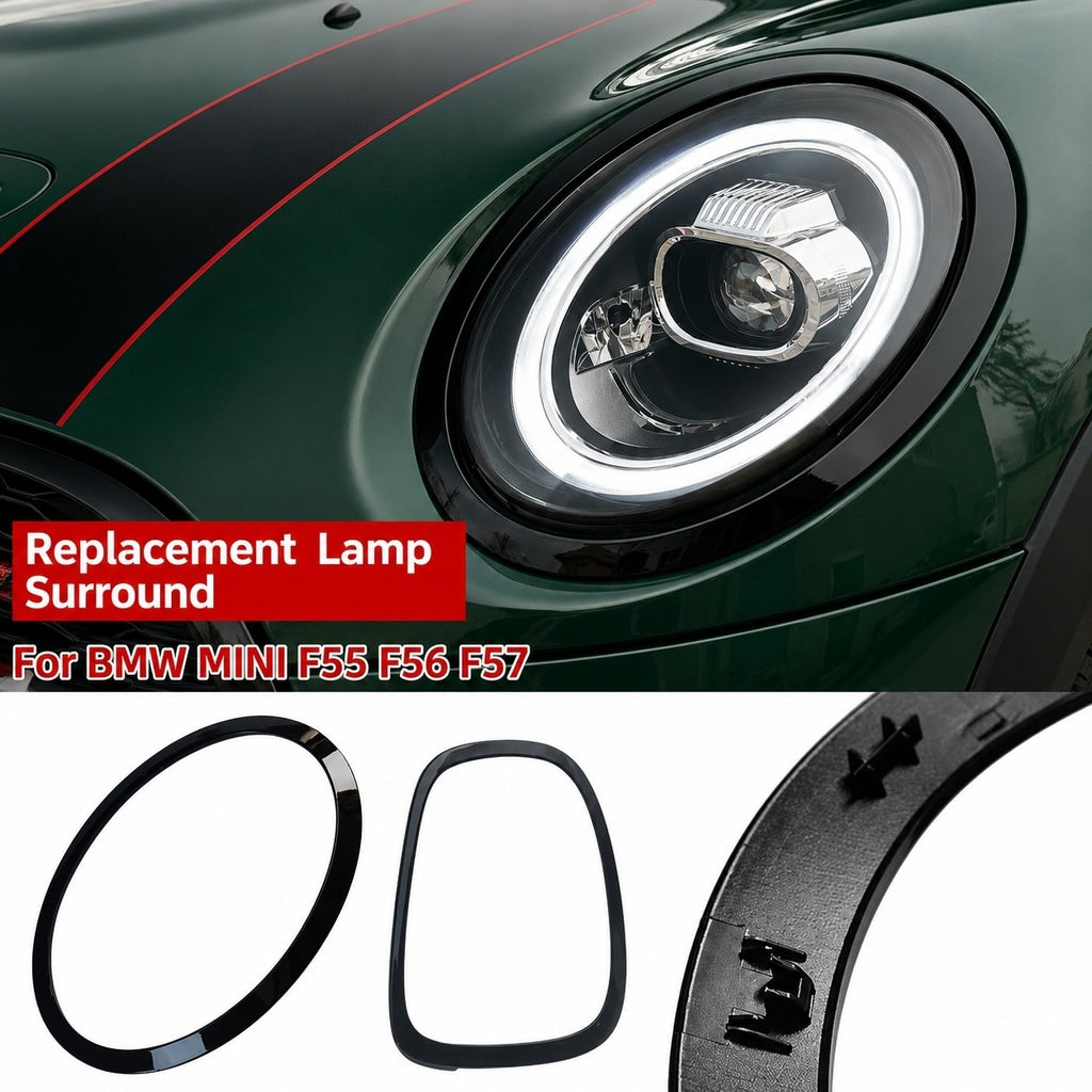 MINI F55 F56 F57 Gloss Black Headlight & Taillight Surround Trim Set | 4 Piece | 2014-2020