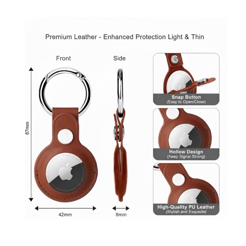 AirTag Case For Air Tag Cover Tracker PU LEATHER Car Key Chain Ring Holder
