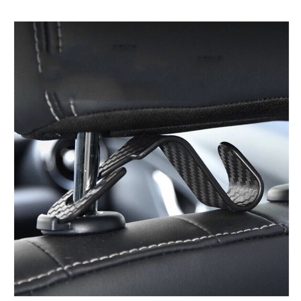4PCS Carbon Fibre Auto Back Seat Headrest Hook Storage Hanger Car Accessories