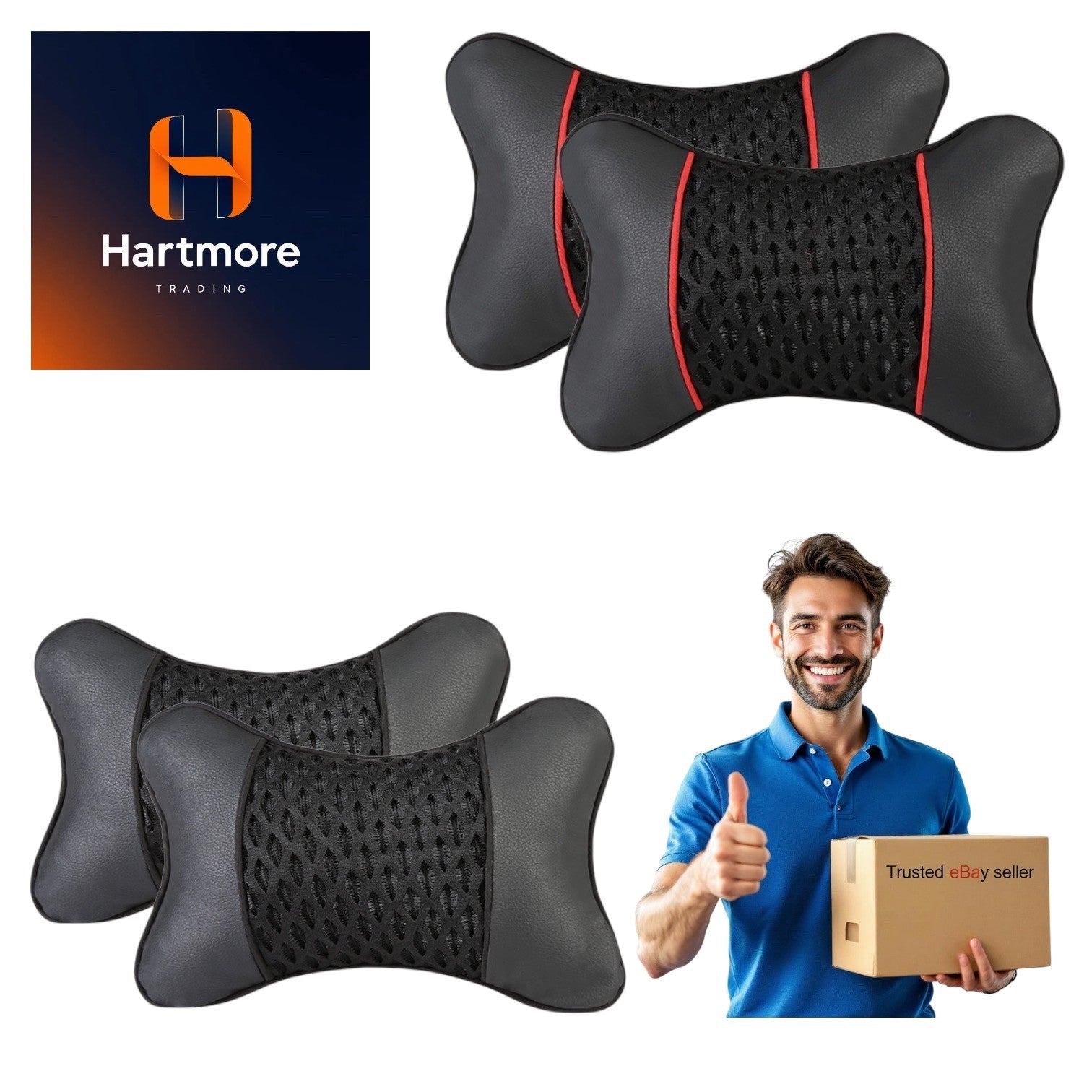 2x Premium Car Seat Head Neck Rest Support Cushion Pad Headrest Bone Pillow UK