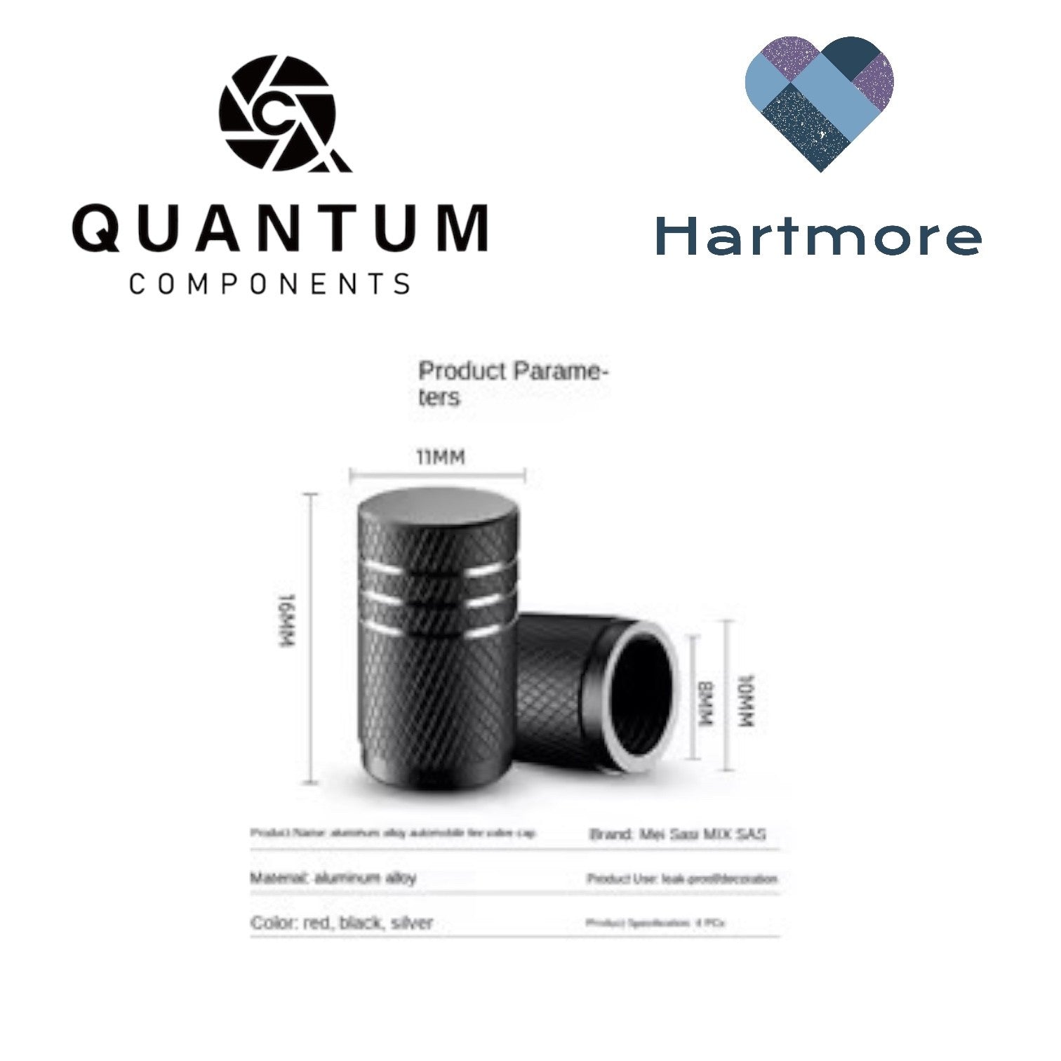 Alloy Tyre Valve Dust Caps (x4) - Universal Fit For All Cars, Bikes, Motorbikes