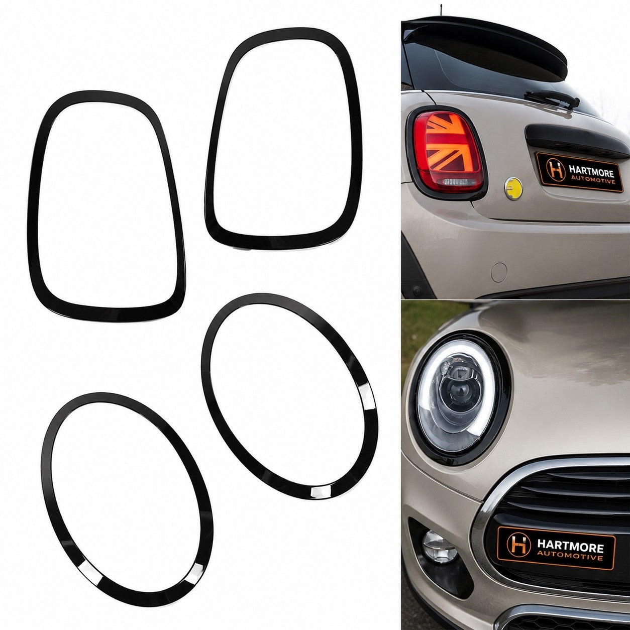 MINI F55 F56 F57 Gloss Black Headlight & Taillight Surround Trim Set | 4 Piece | 2014-2020