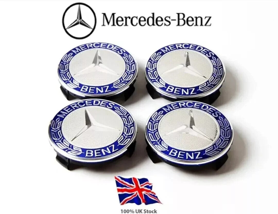 4x Mercedes Alloy Wheel Centre Hub Caps 75mm A B C E S M Class ML CLA