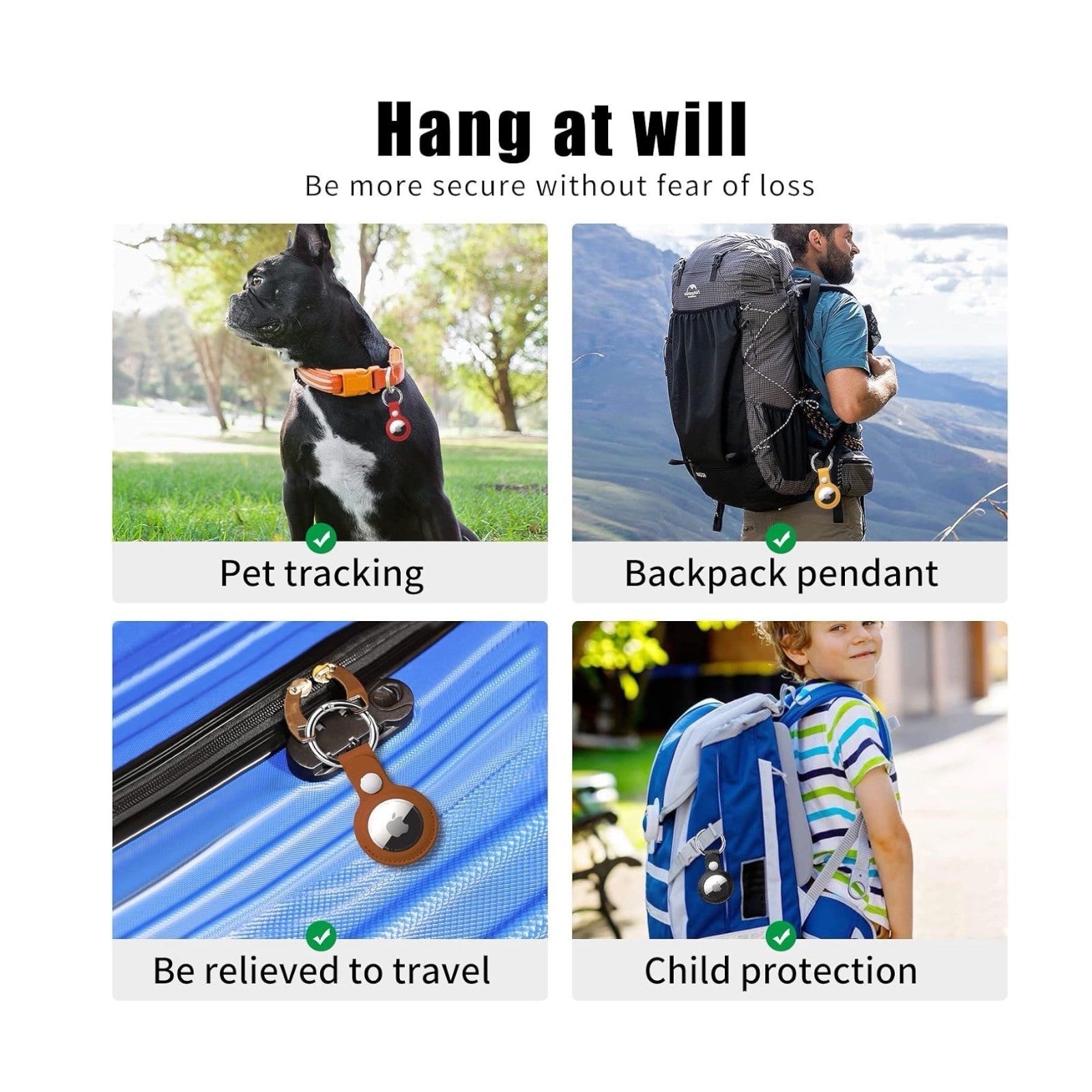 AirTag Case For Air Tag Cover Tracker PU LEATHER Car Key Chain Ring Holder