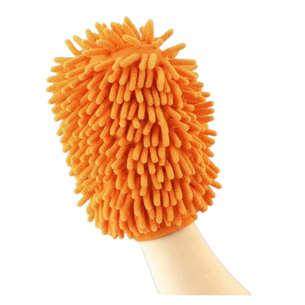 CAR CLEANING NOODLE WASH MITTS - CAR VALETING DETAIL MITT - NO SWIRLS - ORANGE
