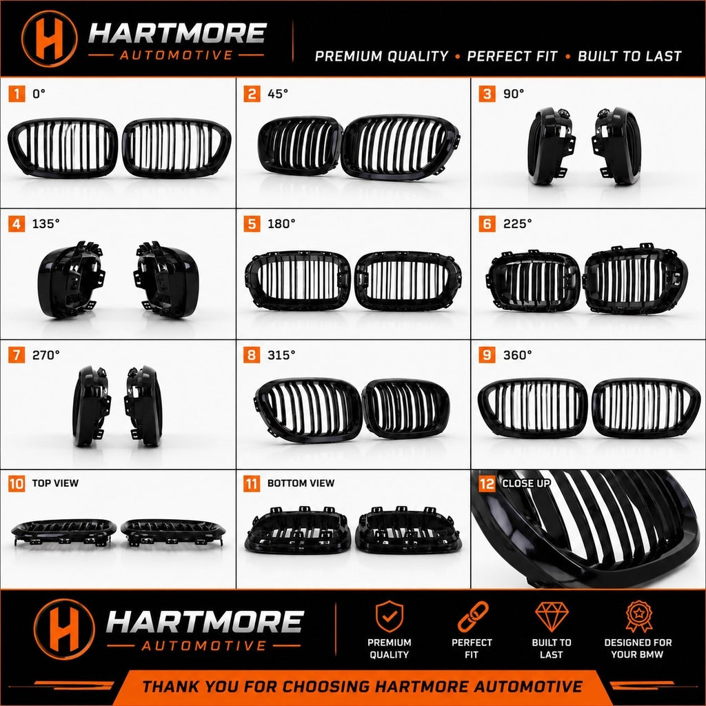 BMW 1 Series F20 F21 LCI Gloss Black Front Kidney Grilles | 2015-2019 | Hartmore Automotive