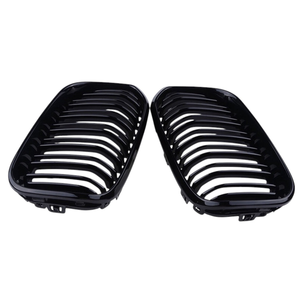 BMW 1 Series F20 F21 LCI Gloss Black Front Kidney Grilles | 2015-2019 | Hartmore Automotive