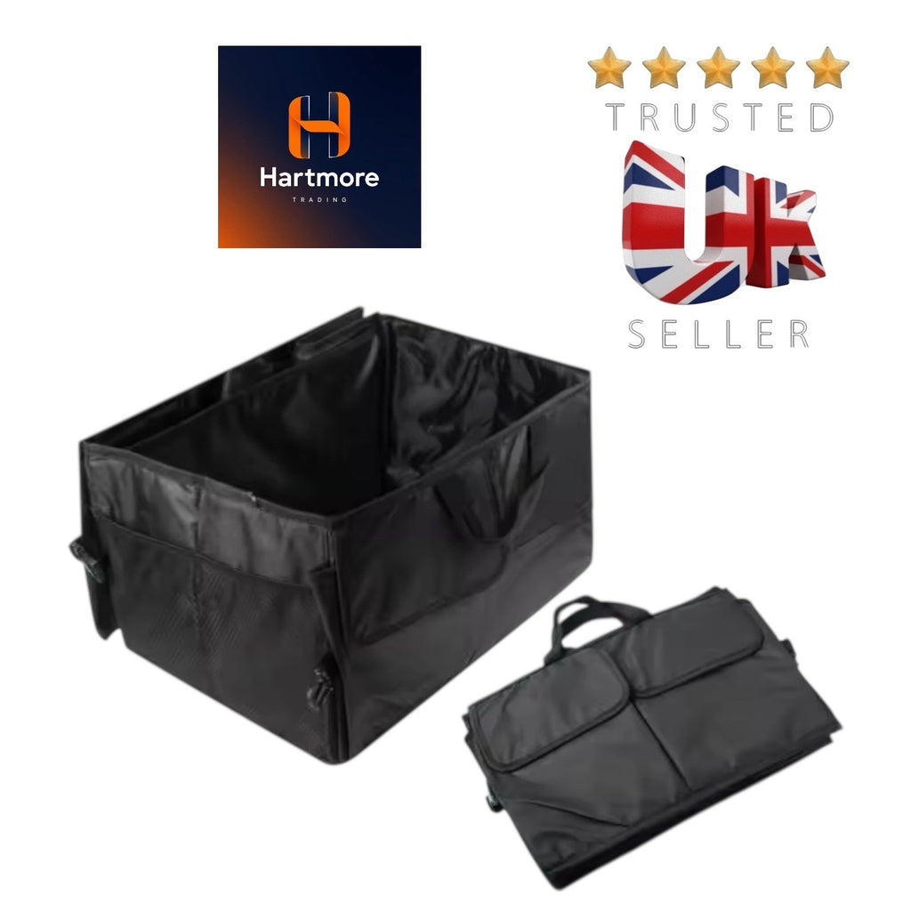BLACK HEAVY DUTY COLLAPSIBLE CAR BOOT FOLDABLE ORGANISER TIDY STORAGE BOX
