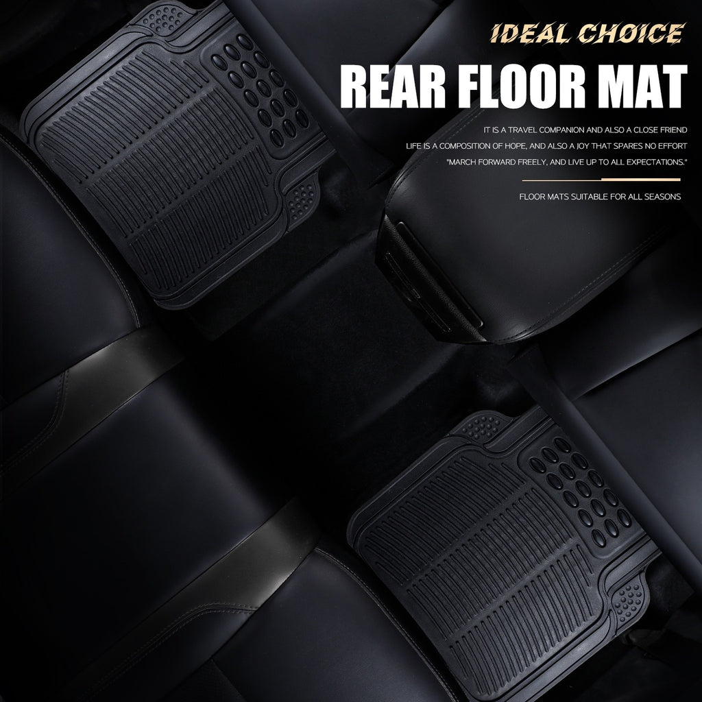 4PC Heavy Duty Universal Black Car Mat Set Carpet & Rubber Non-Slip Car SUV Van