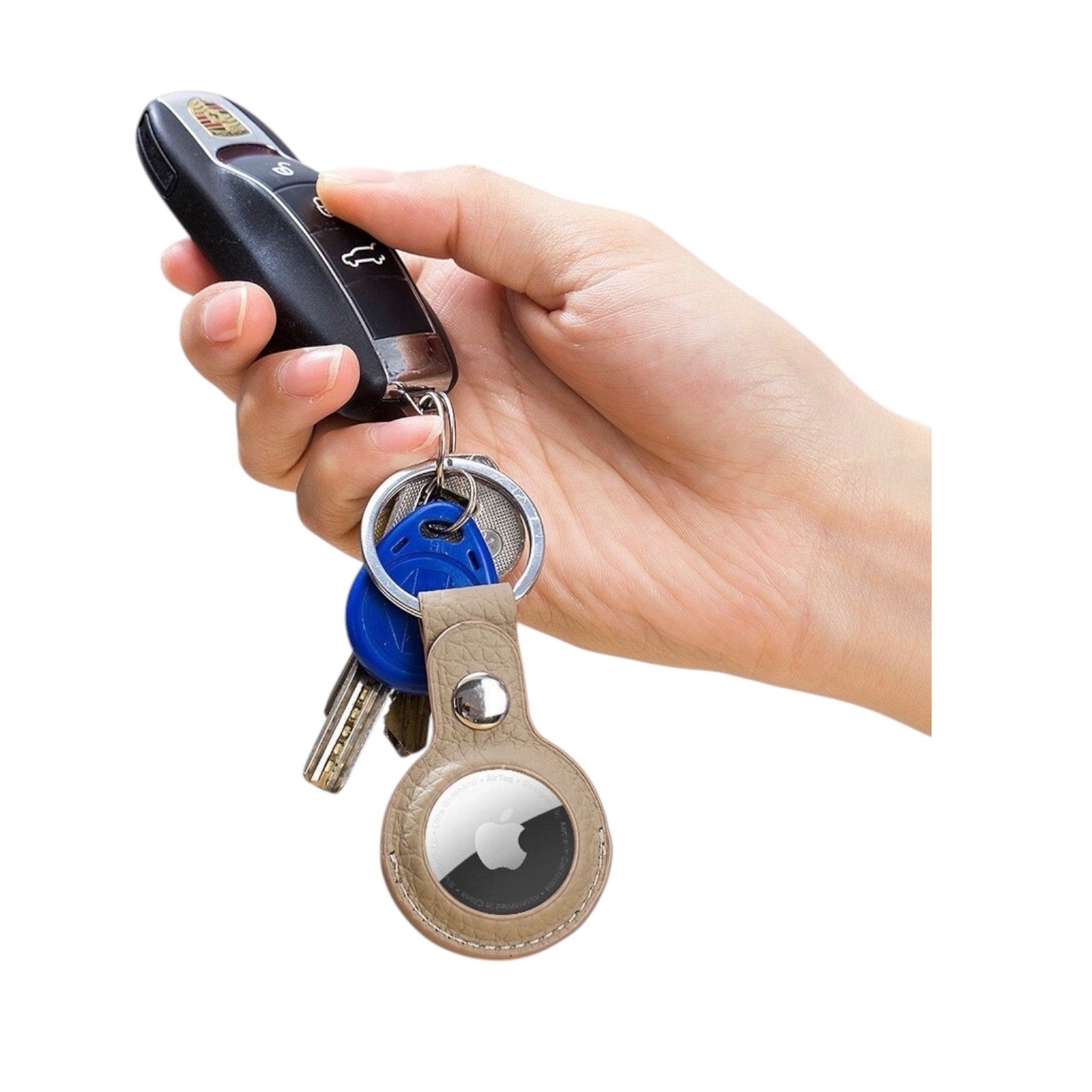 AirTag Case For Air Tag Cover Tracker PU LEATHER Car Key Chain Ring Holder