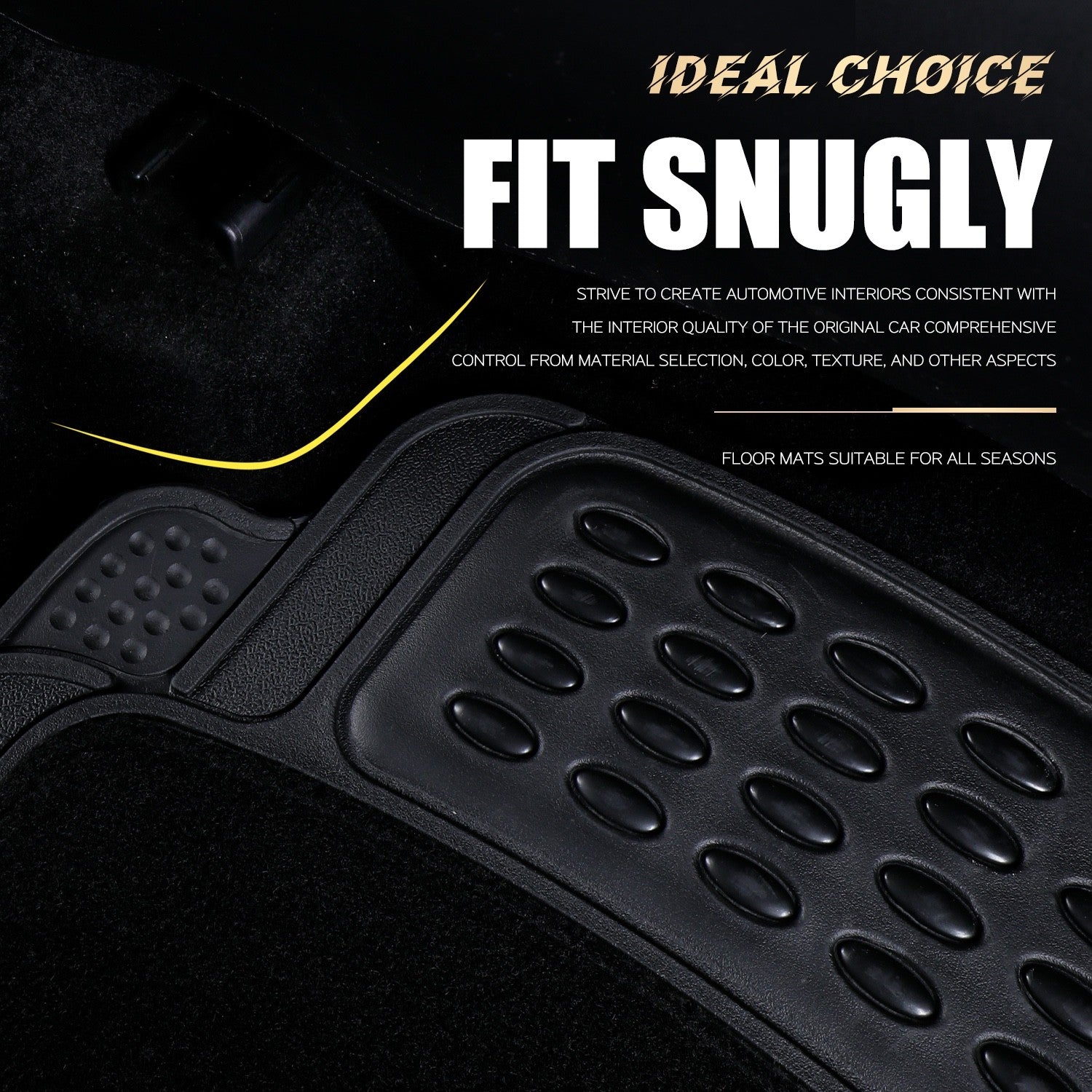 4PC Heavy Duty Universal Black Car Mat Set Carpet & Rubber Non-Slip Car SUV Van