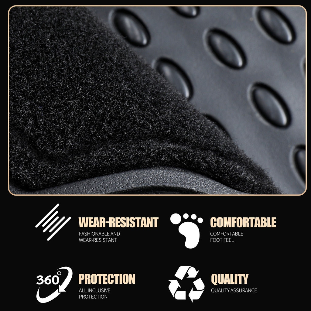 4PC Heavy Duty Universal Black Car Mat Set Carpet & Rubber Non-Slip Car SUV Van