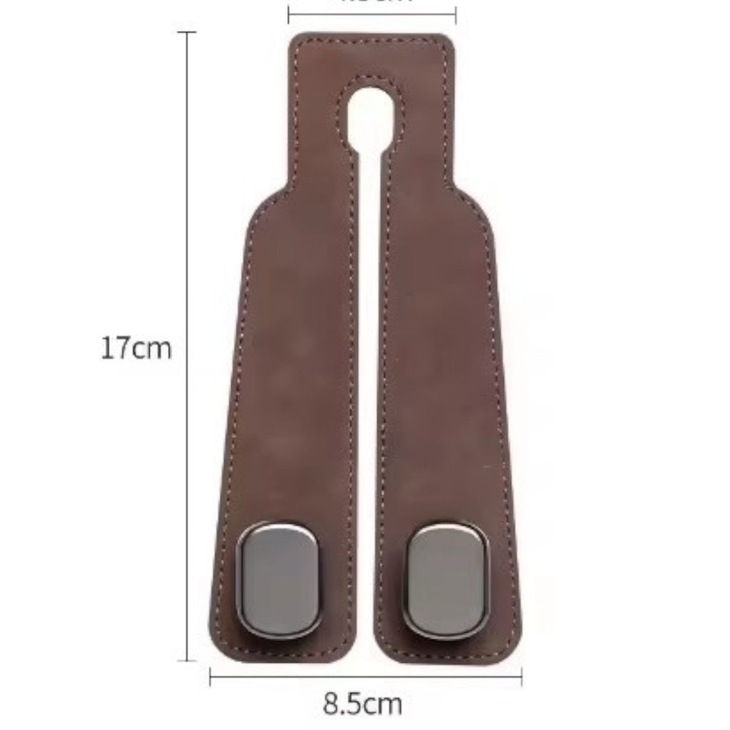 Leather Car Seat Back Headrest Storage Dual Hooks Hanger Holder Bracket