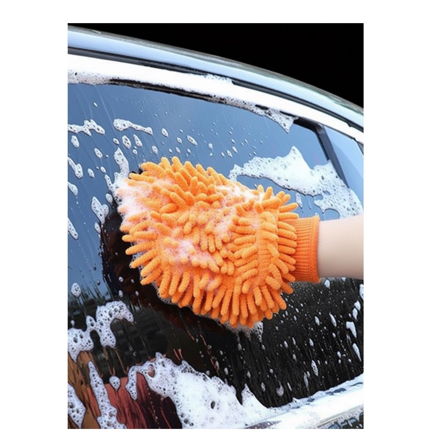 CAR CLEANING NOODLE WASH MITTS - CAR VALETING DETAIL MITT - NO SWIRLS - ORANGE