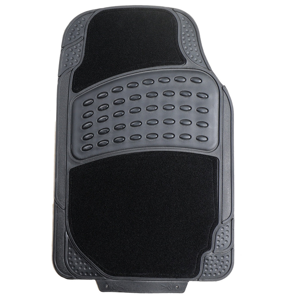 4PC Heavy Duty Universal Black Car Mat Set Carpet & Rubber Non-Slip Car SUV Van