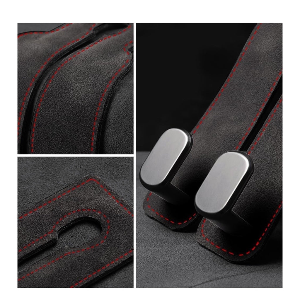 Leather Car Seat Back Headrest Storage Dual Hooks Hanger Holder Bracket