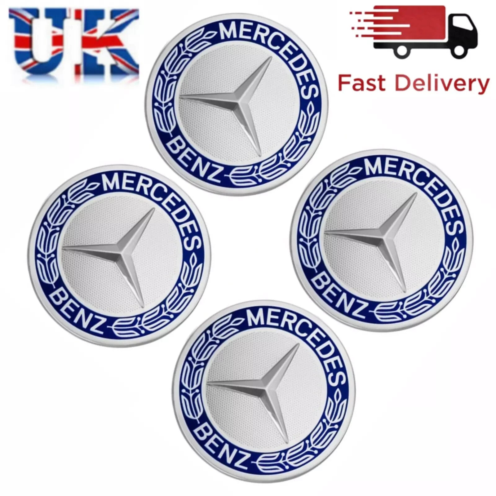 4x Mercedes Alloy Wheel Centre Hub Caps 75mm A B C E S M Class ML CLA