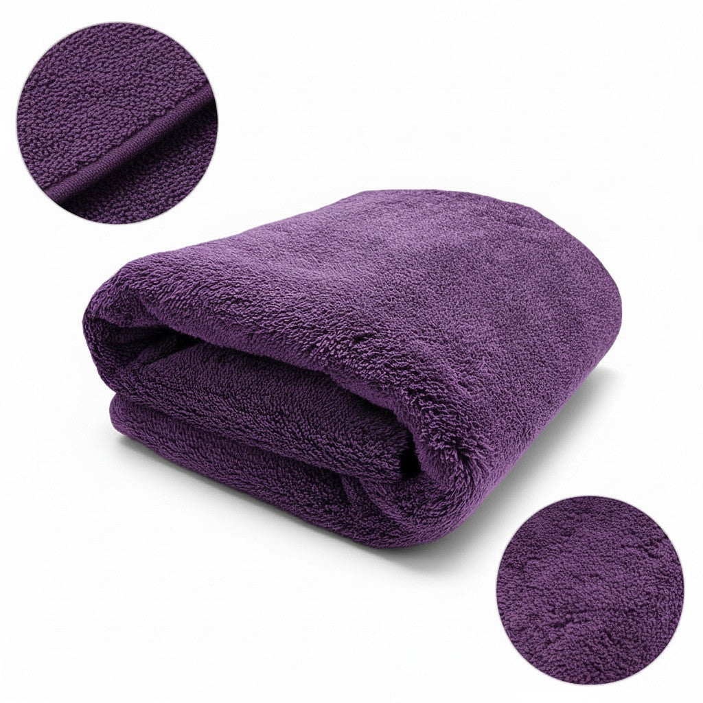 VIOLET PRO MICROFIBRE CAR DRYING TOWEL 80X50CM 1600GSM CAR TRUCK VAN CARAVAN