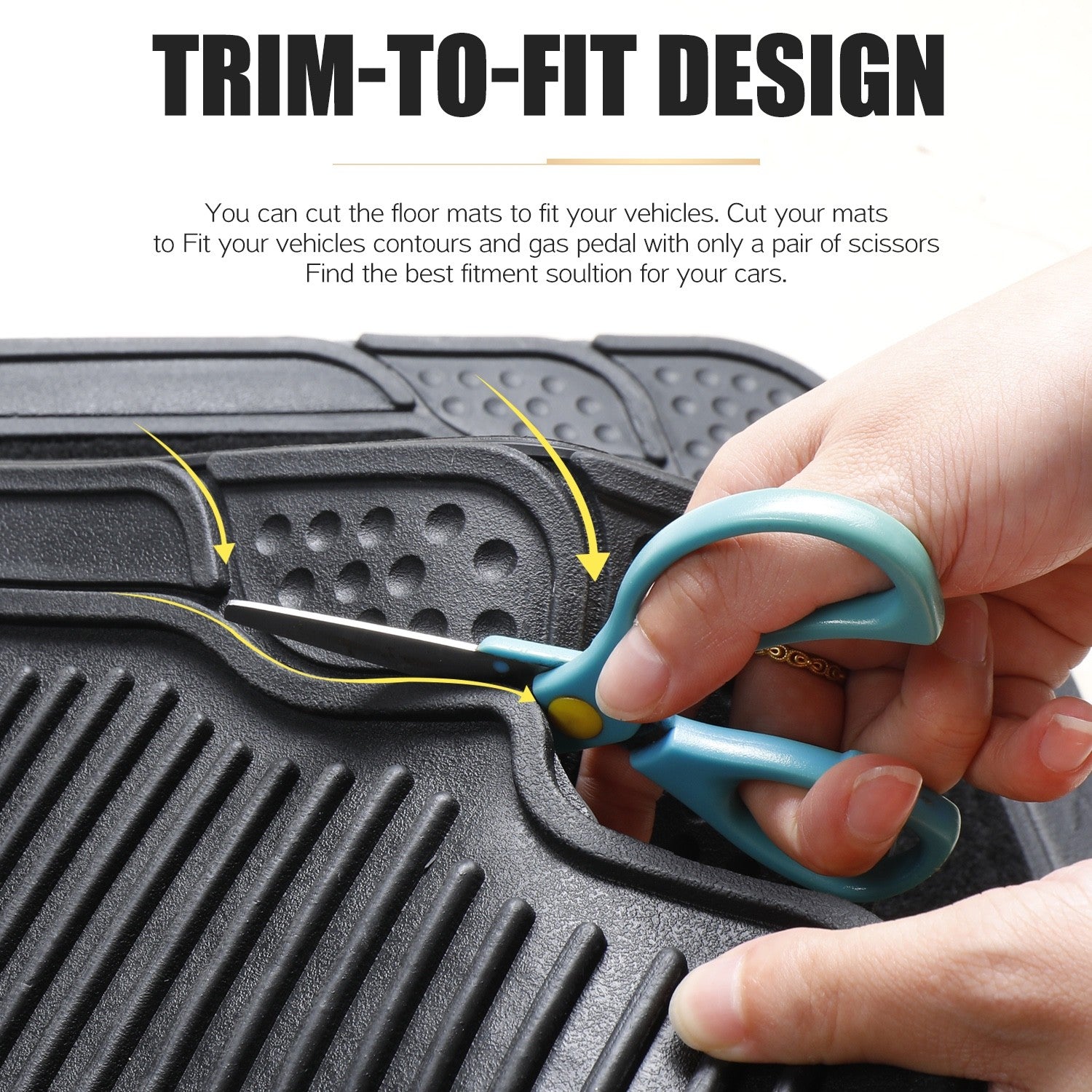4PC Heavy Duty Universal Black Car Mat Set Carpet & Rubber Non-Slip Car SUV Van