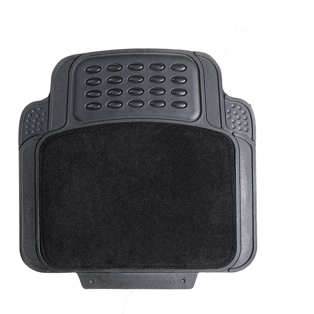 4PC Heavy Duty Universal Black Car Mat Set Carpet & Rubber Non-Slip Car SUV Van