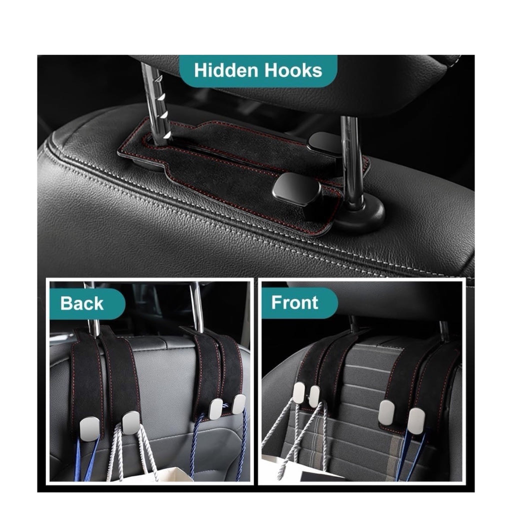 Leather Car Seat Back Headrest Storage Dual Hooks Hanger Holder Bracket